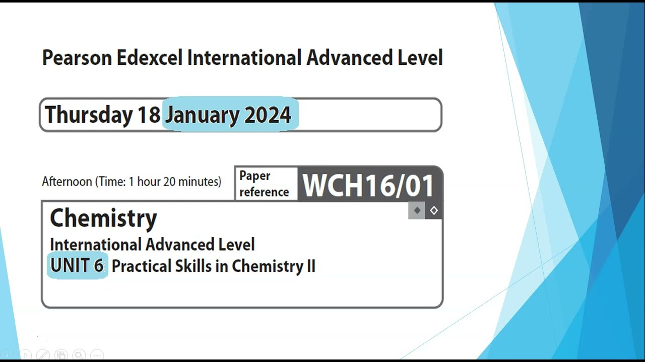 Unit 6 January 2024  - A2 Chemistry Edexcel -  Dr  Hanaa Assil