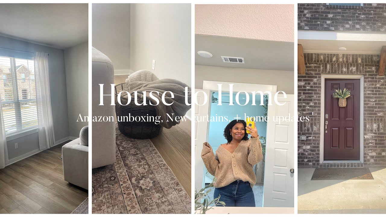 House to home Series Pt2🏠| Amazon Unboxing, Hanging Curtains + house updates  