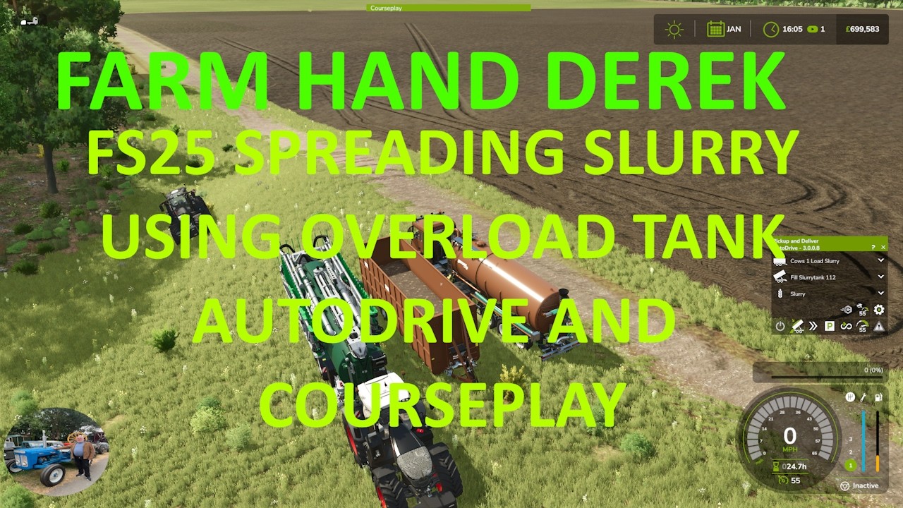 FS25 USING OVERLOAD TANK WITH AUTDRIVE AND COURSEPLAY TO SPREAD SLURRY