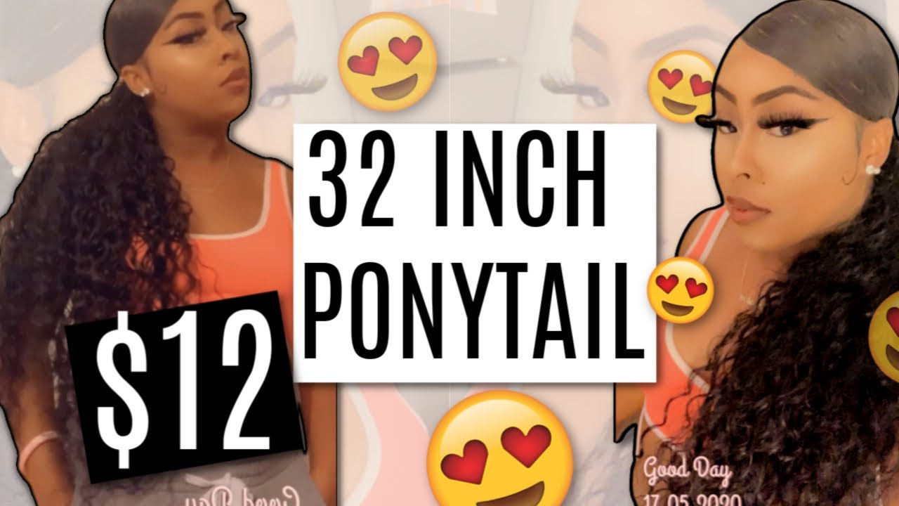 Long Curly Ponytail Style using Beauty Supply Store Hair NO HEAT!