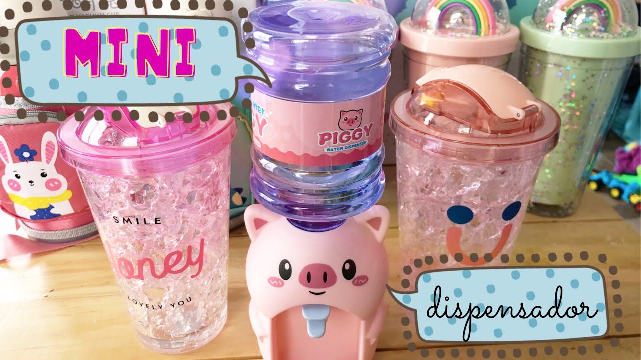 Mini dispensador de agua cerdito, Termos y Vasos de hidrogel