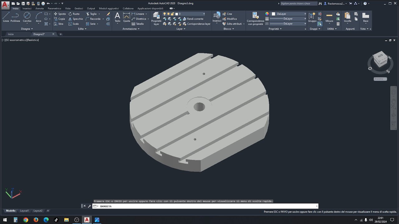 Realizzare in 3D la TAVOLA / PIANALE di una fresatrice su Autocad - Prof. Paolo Mosca