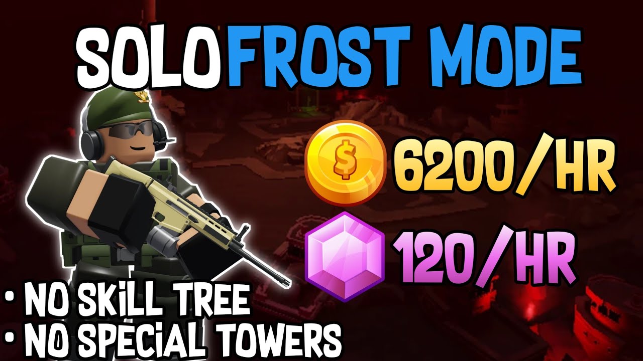 Solo Triumph Frost Mode Easy Farm Coins & Gems | Tower Defense Simulator
