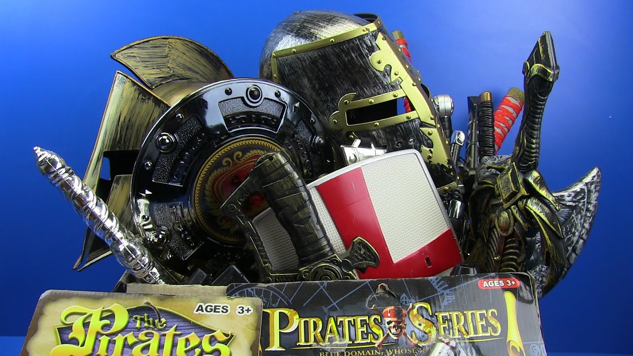 Box of Pirates&Ninja Guns Toys and Weapons! ,Swords,Knife,Gun&Equipment