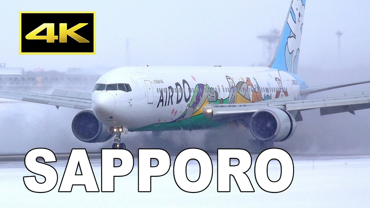 [4K] Snow scene - Plane Spotting at Sapporo New Chitose Airport in Japan / 新千歳空港 JAL ANA AIRDO