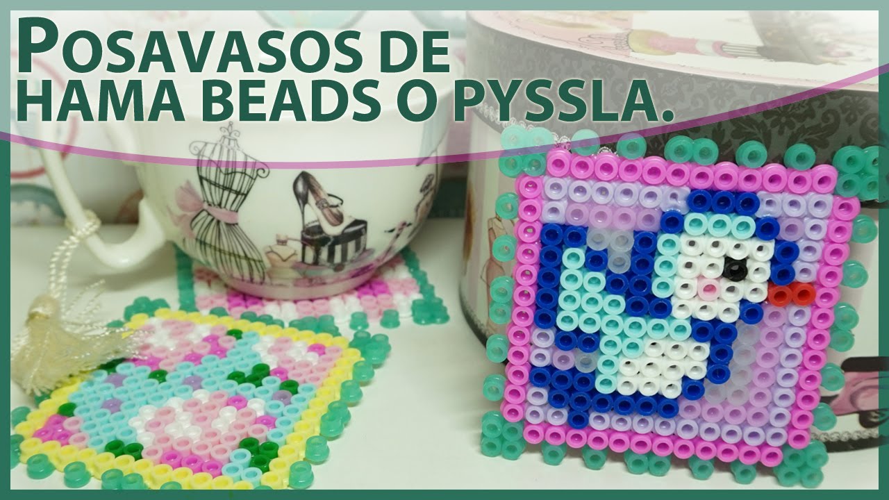 POSAVASOS HAMA BEADS, PYSSLA DE IKEA O PERLER BEADS. Manualidades fáciles, tutorial con plantilla.