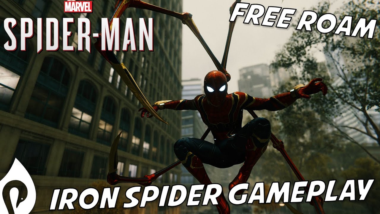 Spider-Man (PS4) - Iron Spider & Suit Power Free Roam & Combat Gameplay