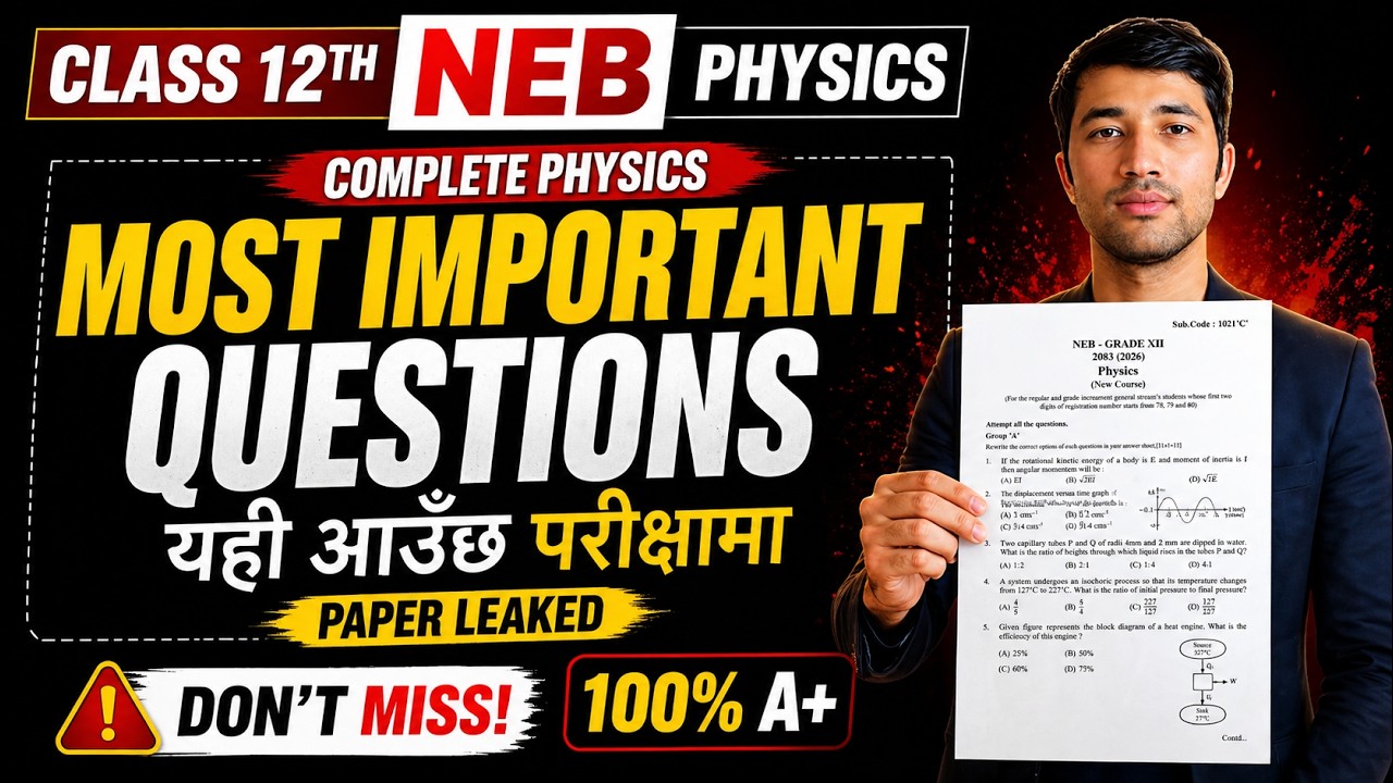 NEB Class 12 Physics 🔥 Most Important Questions 2026 | 100% Fixed Questions | Must Watch