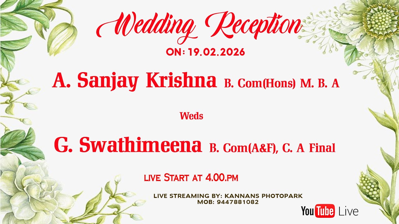 Wedding Reception      On: 19.02.2026
