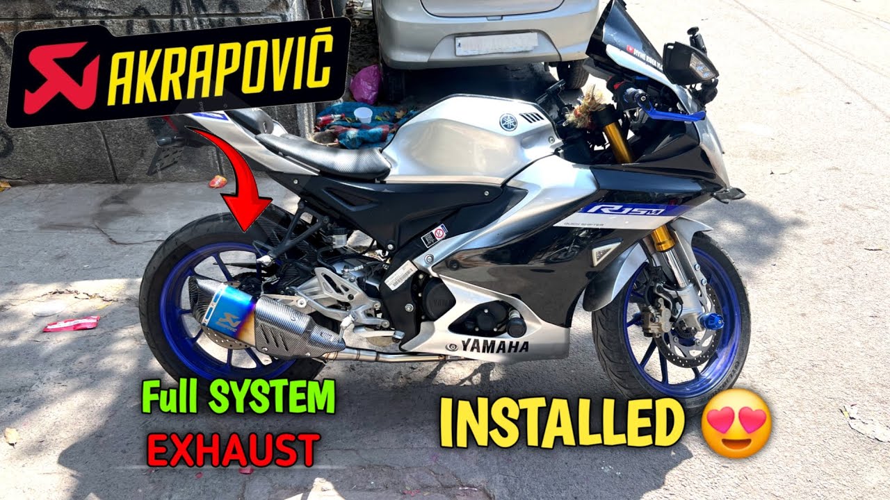 Akrapovic full system exhaust🔥 installed🥰||R15M full system exhaust #akrapovic #exhaust #trending