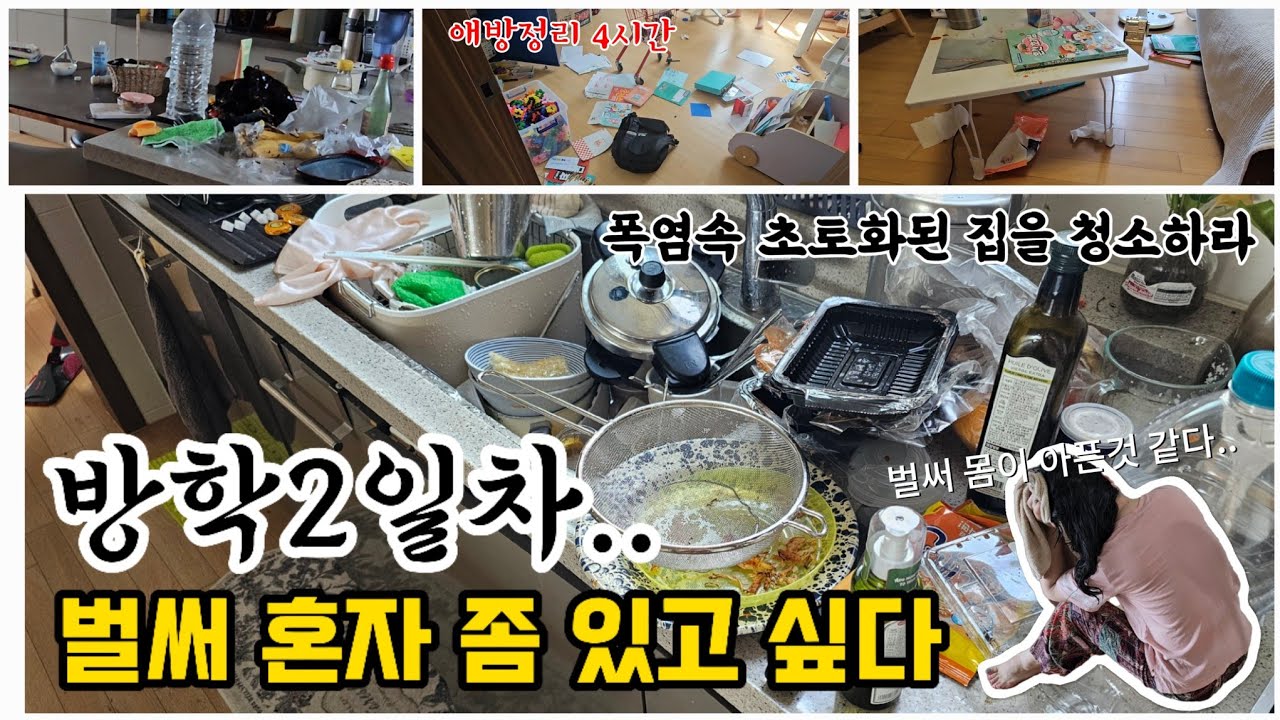 격하게 혼자고픈 방학2일차. 초토화 된 집구석. 일단 집청소부터 좀 합시다.(가족영화, 혼자 보는 연프)