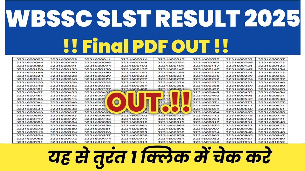 WBSSC SLST RESULT 2025 OUT ⚫ HOW TO CHECK WBSSC SLST RESULT 2025 KAB AAYEGA ⚫ HOW TO CHECK
