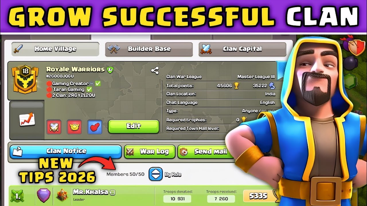 How to Build a Successful Clan in Clash of clans | New Tips 🤫 | Fill Your Clan Fast in COC 😍 50/50