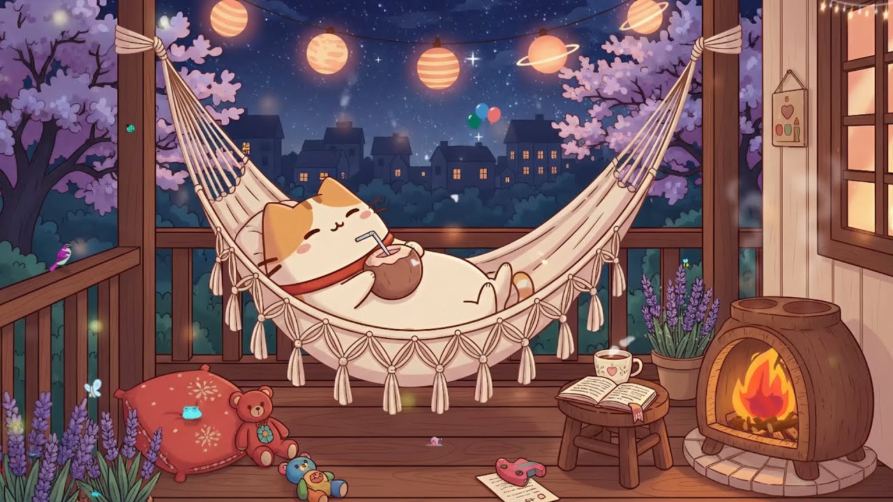 Lazy Night on the Balcony 🛋️ Cloudy's Cat Lofi Mix 🕯️ Peaceful Music for Deep Sleep