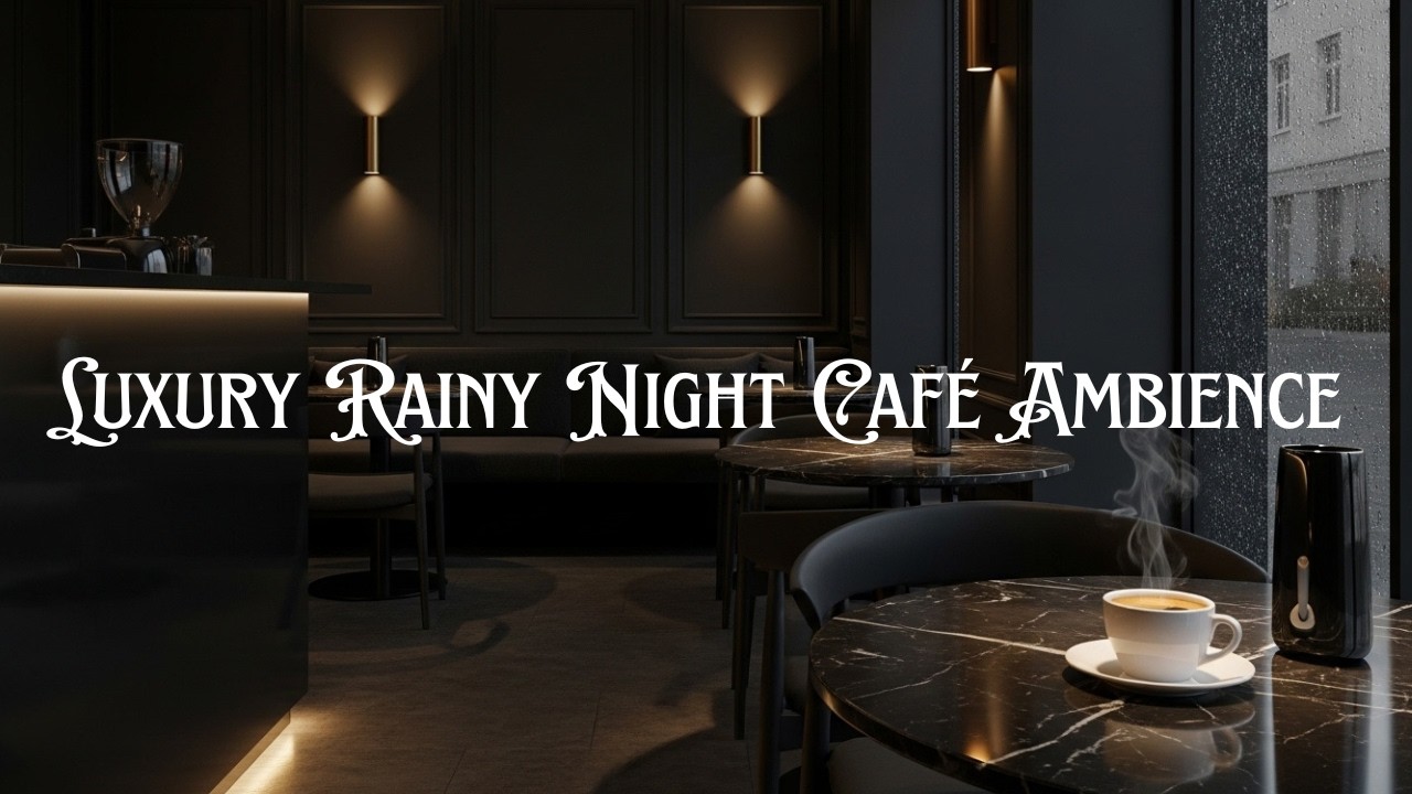 Luxury Rainy Night Café Ambience ☕ | Dark Cozy Coffee Shop Sounds for Study, Relax & Focus