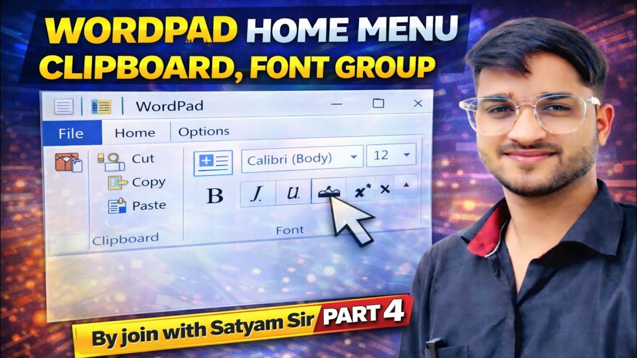 Wordpad Home Menu Clipboard, Font Group By join with Satyam Sir #computer#cut#copy#video#wordpad 💯😍