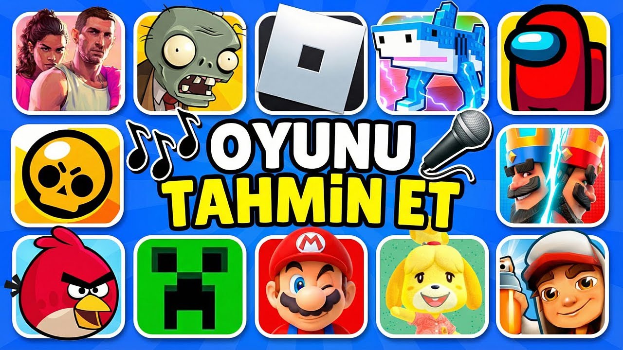 Emojiler ve Şarkılarla Oyunu Tahmin Et 😄🎵 GTA VI, Roblox, Minecraft, Among Us 🕹️OYUNU BULMACA