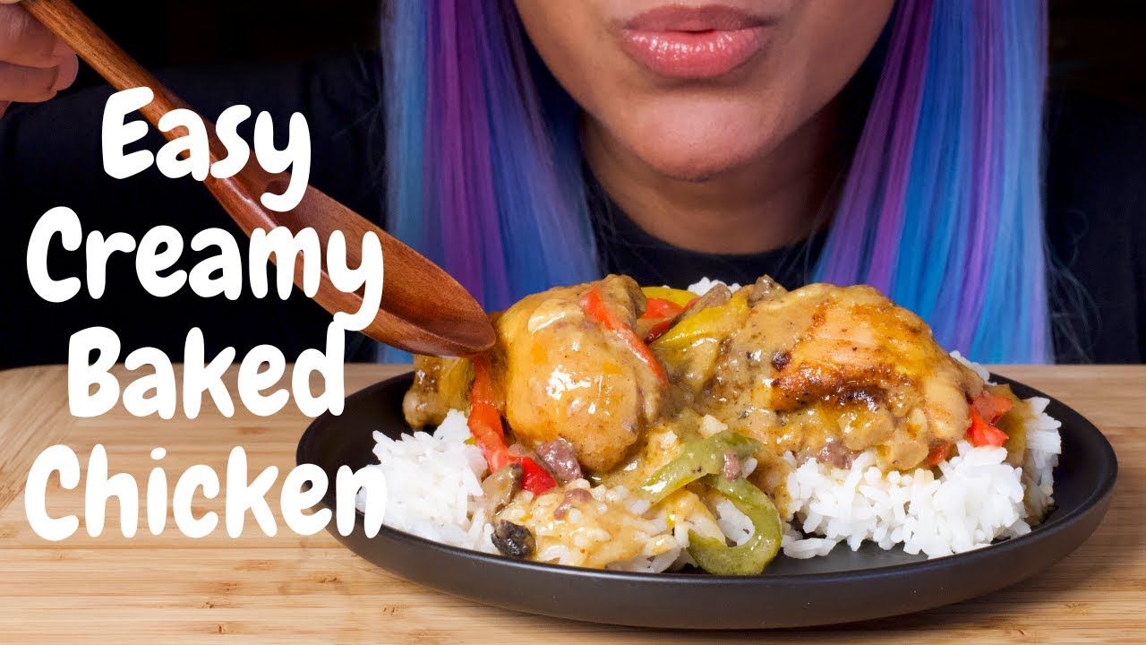 ASMR EASY CREAM OF MUSHROOM BAKED CHICKEN & RICE | RECIPE
