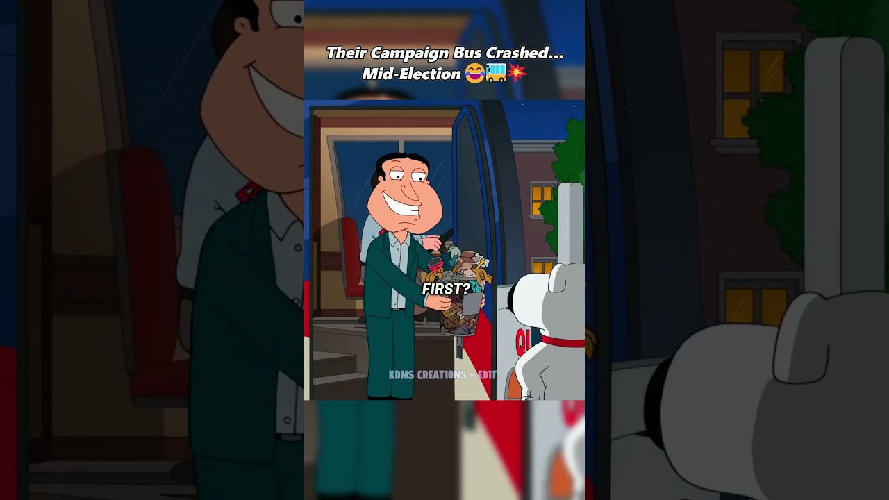 Предвыборный автобус Куагмайра попал в аварию&hellip; в разгар выборов 😂🚌💥 #familyguy