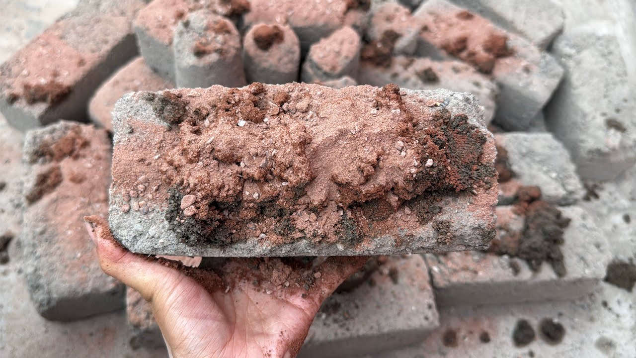 New crumbling video of  grainy sand dry floor &water clay pot crumbling satisfying mixing 🔥
