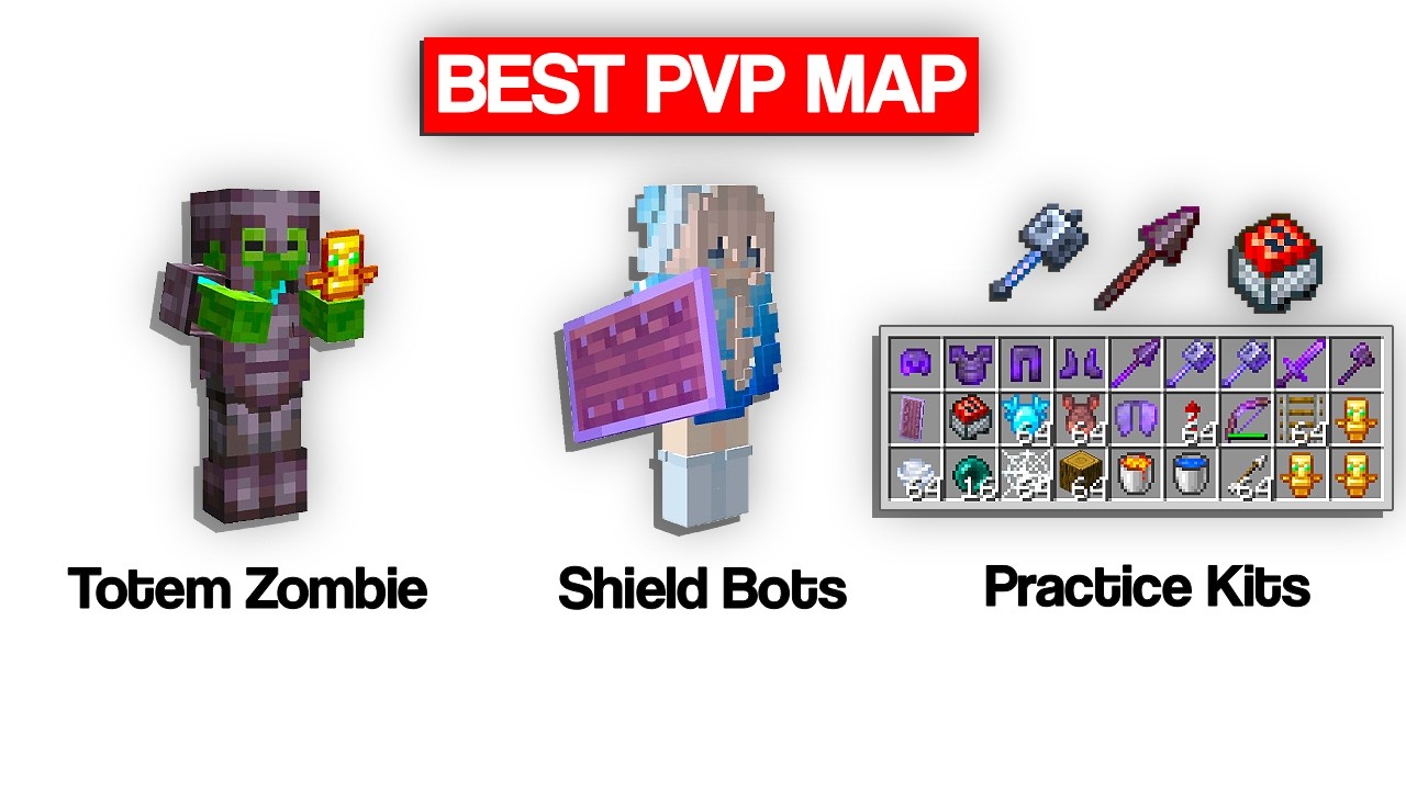 Best PvP Practice Map For Mace, Spear And Cart PvP | Single Player Minecraft PvP Map Download