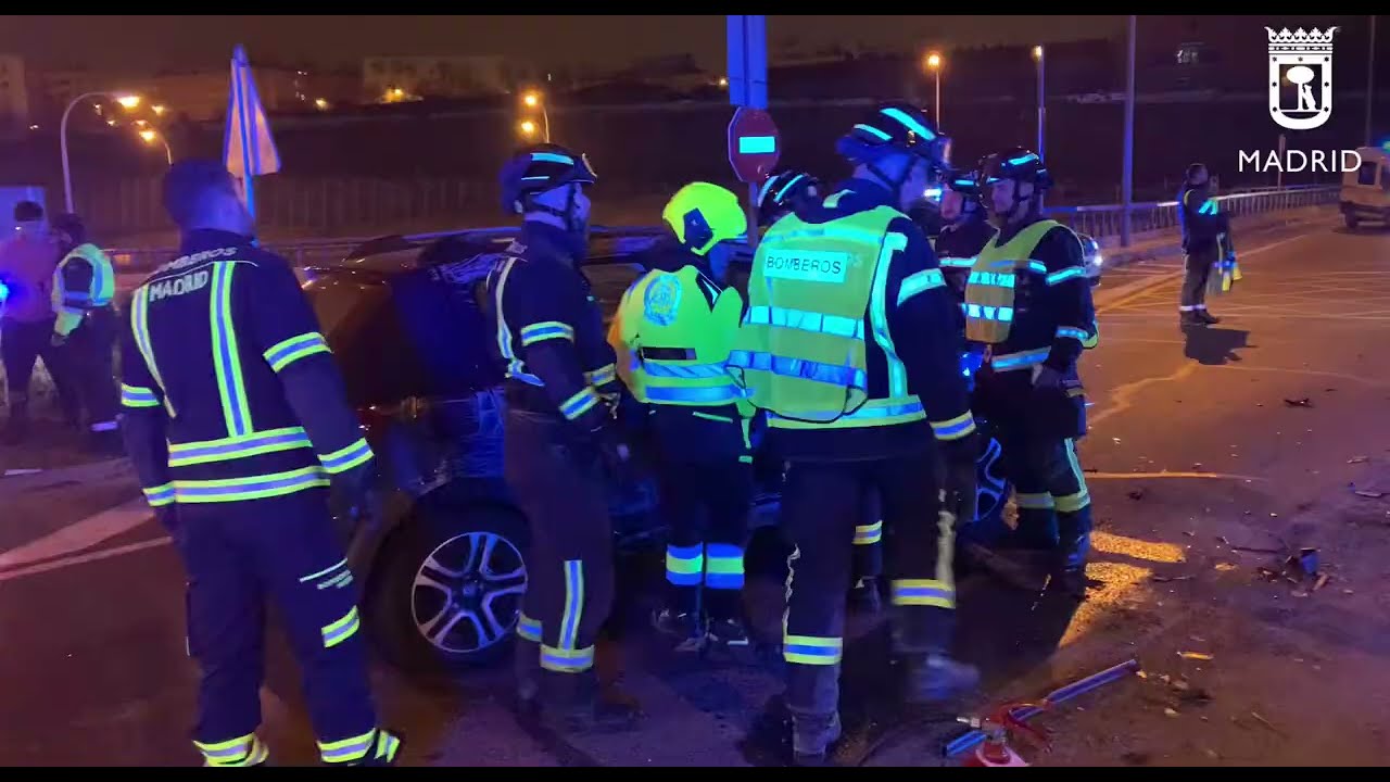 Accidente con vuelco en M40 con Vía Lusitana