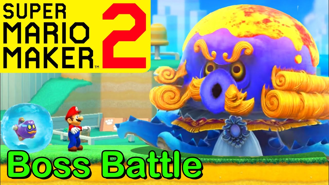 Mario Maker 2 - How to make a Mollusque-Lanceur boss battle(Mario Odyssey Octopus Boss)(Boss Ideas)