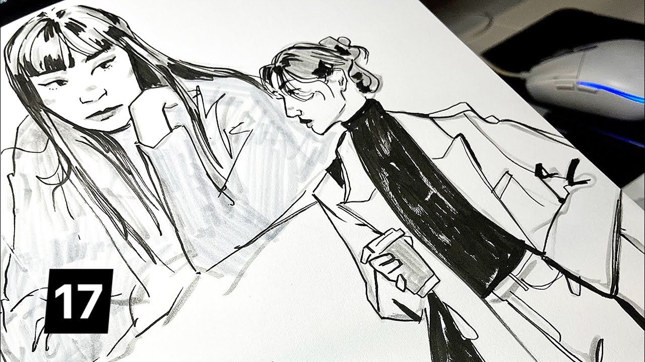 another day another page 17 // real time ink drawing tombows + zebra mid liners