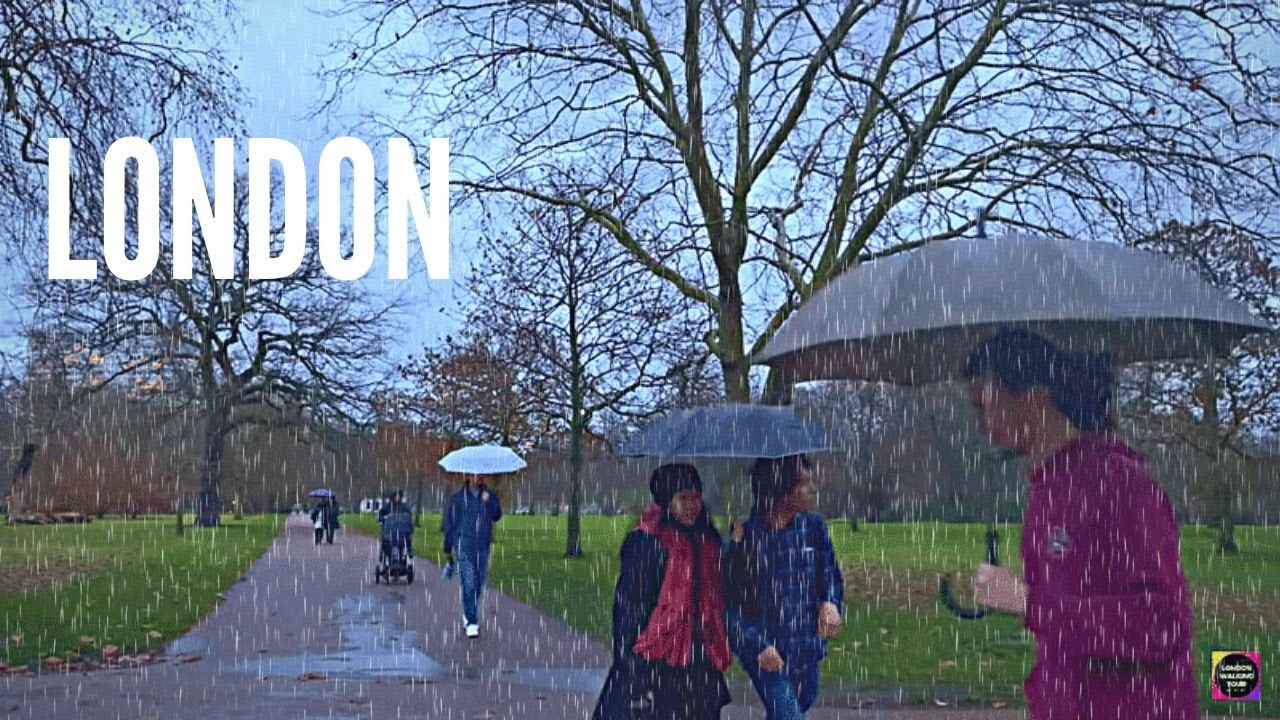 London Rain Walk | Hyde Park, Kennsington Palace, Italian Gardens 4K Walking Tour