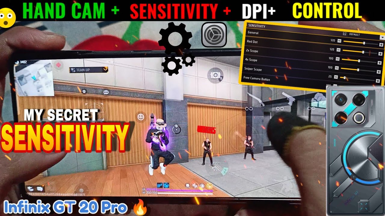 infinix gt 20 pro 🔥freefire [handcam+sensitivity+dpi+control]