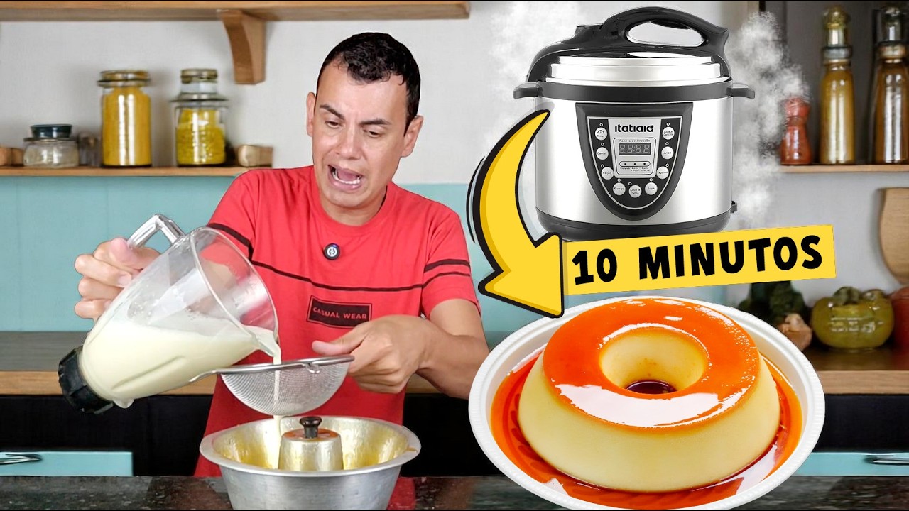 PUDIM PRONTO em 10 MINUTOS na Panela de Pressão Elétrica?! 😱🍮 Receita Fácil e Rápida!