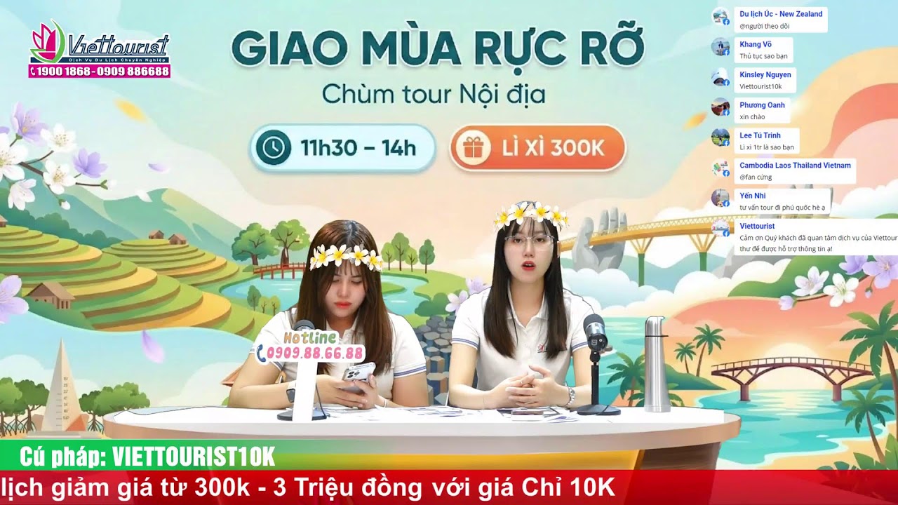 🔴 [LIVE NOW 17/3] - TỪ 11H30 ĐẾN 14H KHUYẾN MÃI TOUR LỄ GIỖ TỔ, TOUR LỄ 30/4