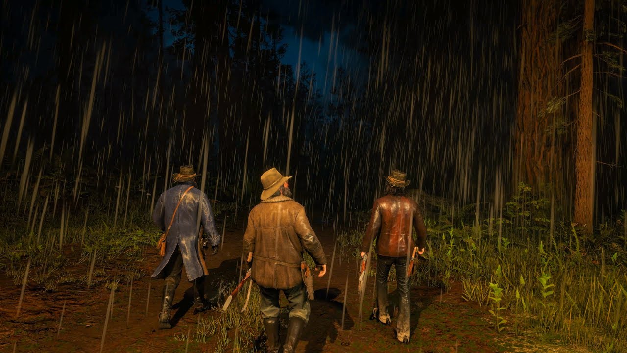 Rainy Forest Walk with Arthur, John & Uncle | RDR2 ASMR | Red Dead Redemption 2