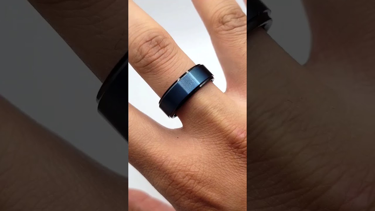 Blue and Black Tungsten Wedding Band Ring