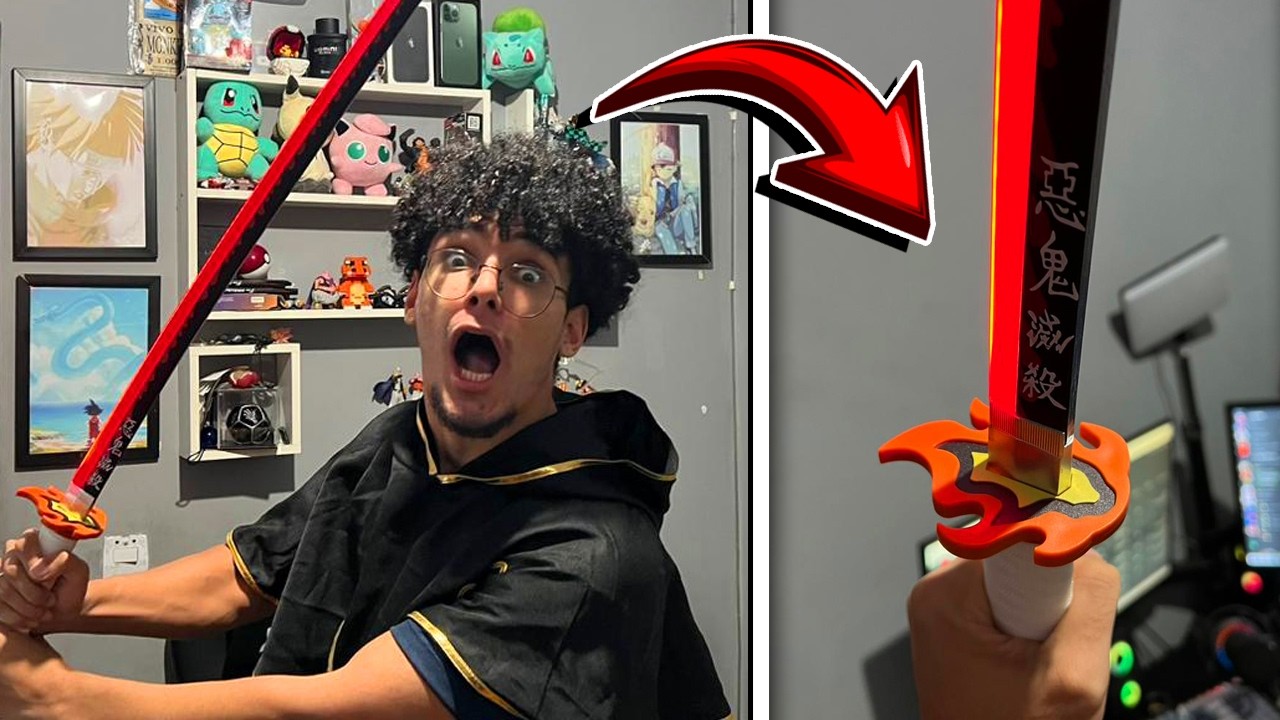 COMPREI a ESPADA do RENGOKU REALISTA que BRILHA no ESCURO (DEMON SLAYER)