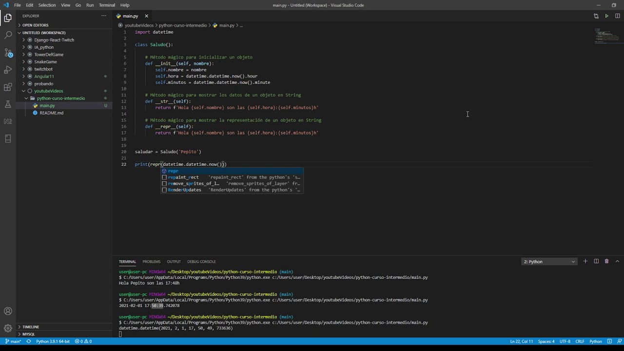 Curso intermedio con Python #1. Metodos Magicos.