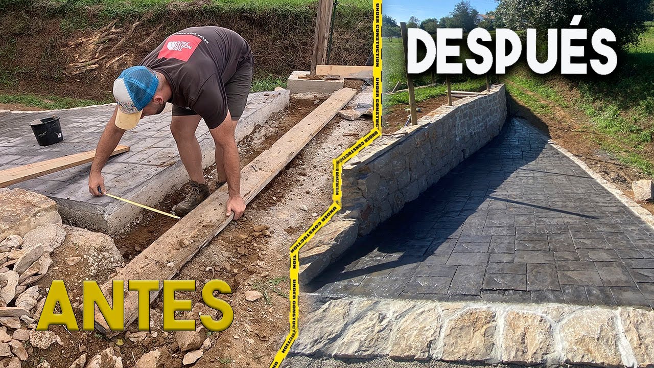 TERMINAMOS con un bordillo de PIEDRAS la rampa Hormigón IMPRESO