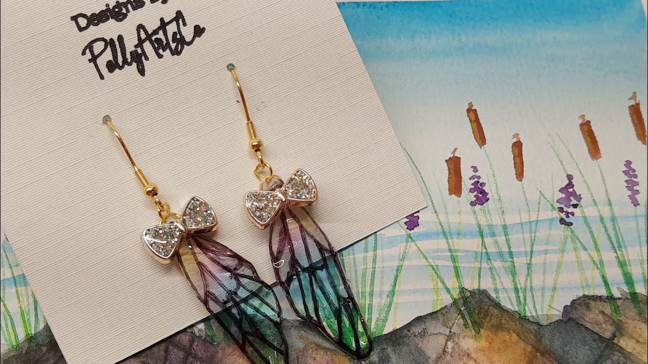 easy butterfly/fairy wings earrings uv resin