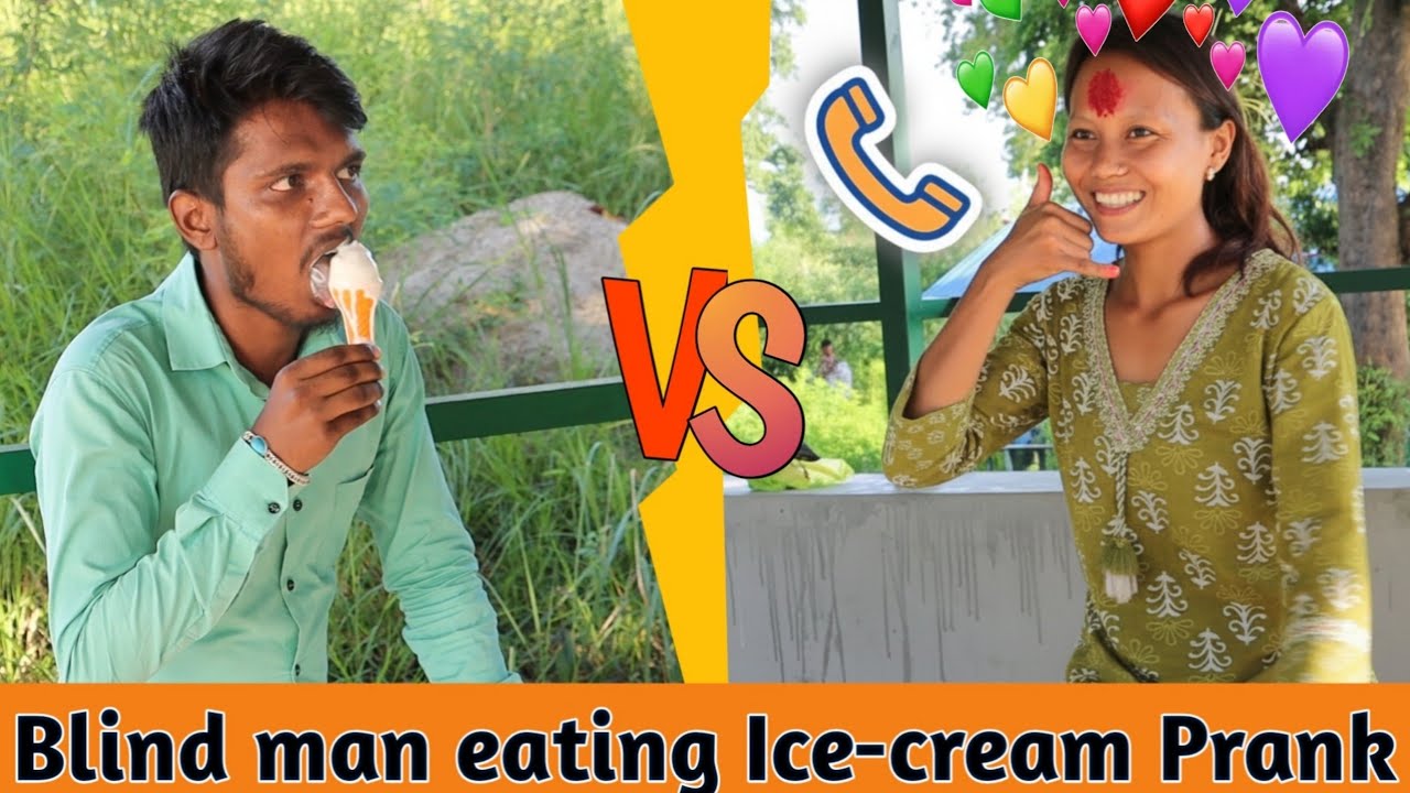 Blind Man Eating Ice Cream 🍦 and Girl Flirting Prank 😂