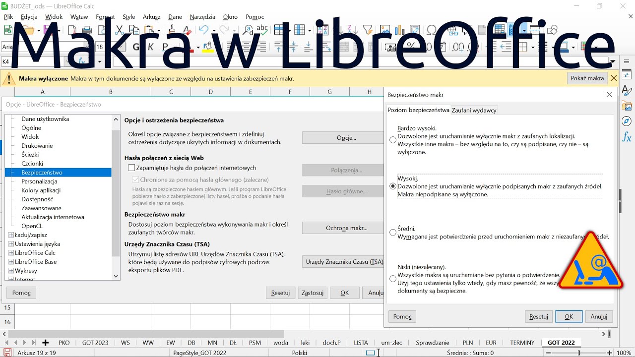 Włączamy makra w LibreOffice