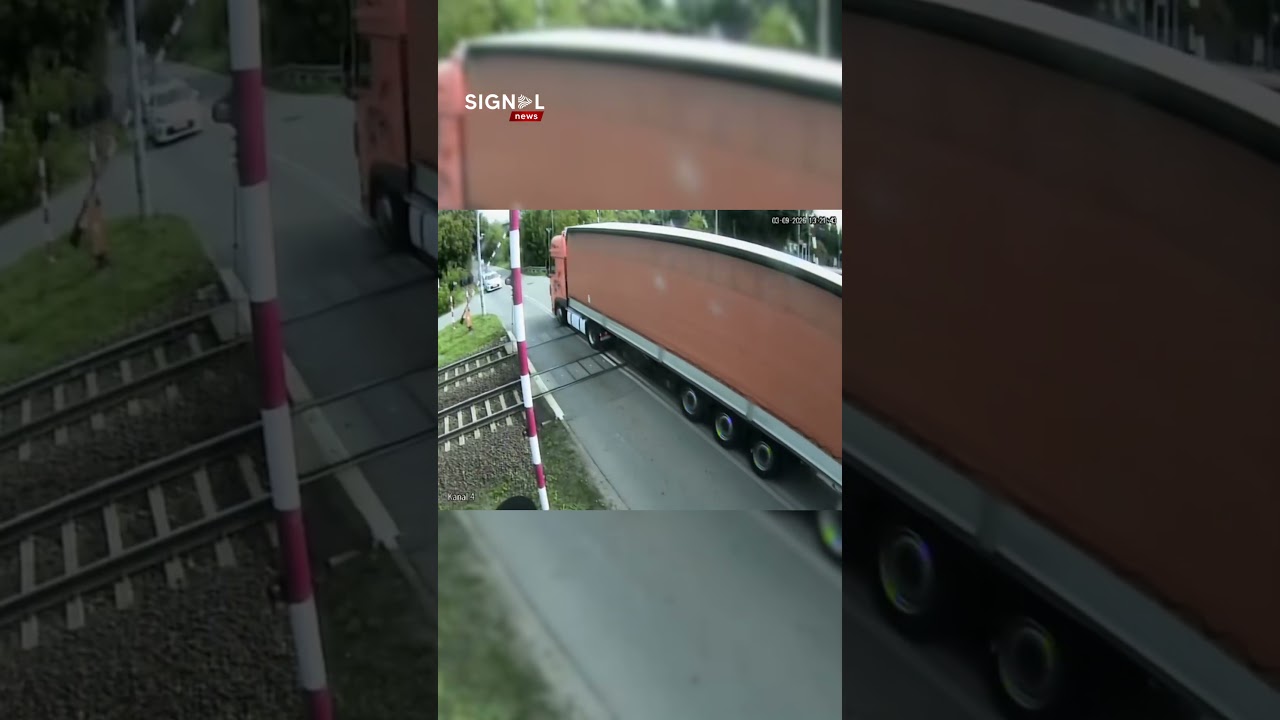 Train Crashes Into Truck As Crossing Barrier Comes Down | #News #Breakingnews