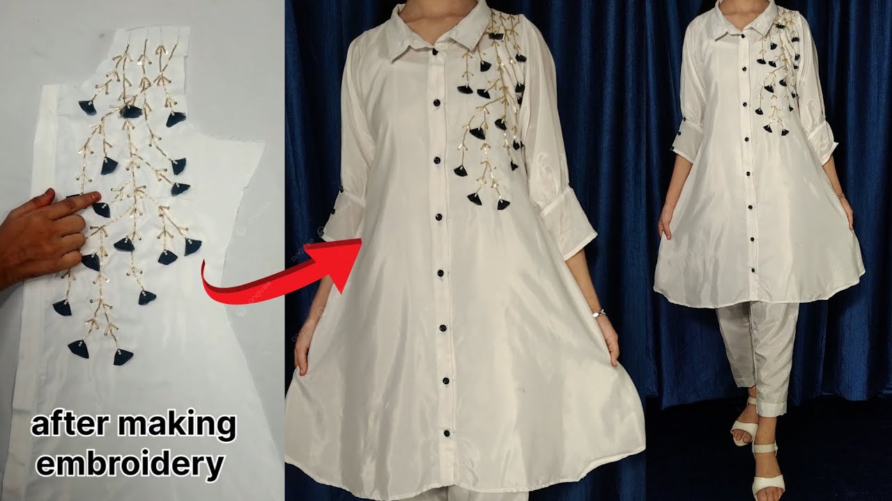 Instagram trending co-ord set cutting and stitching/collar dress stitching/hand embroidery design