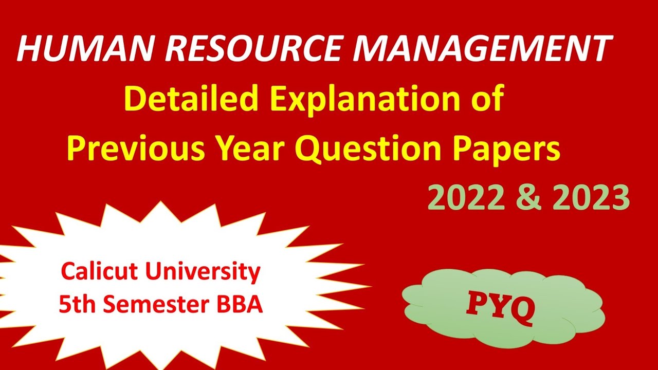 Previous Year Question Papers | Calicut University | 5th Semester | BBA | Human Resource Management
