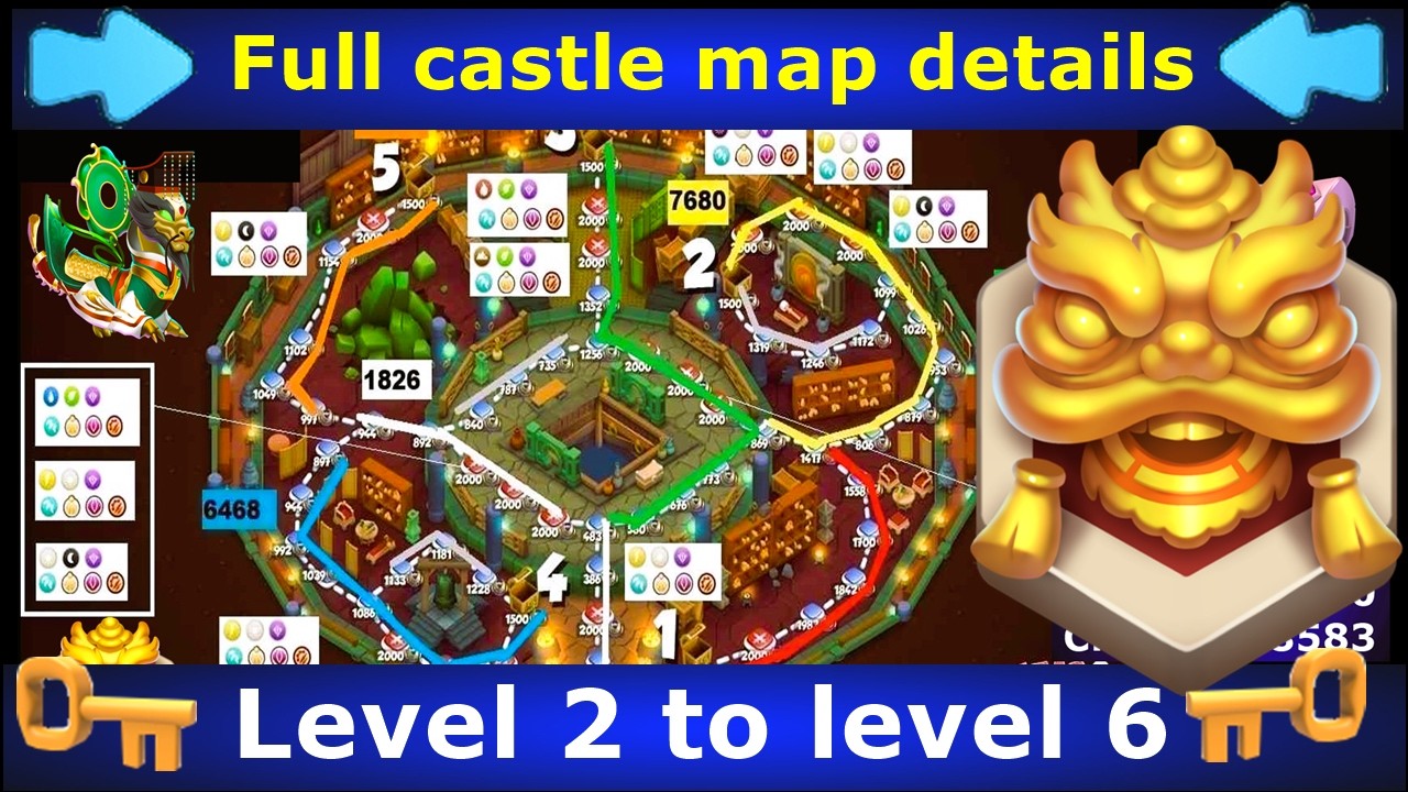 Castle full map details level 2 to level 6 Jiutian Xuannü March 2026 castle event | DML