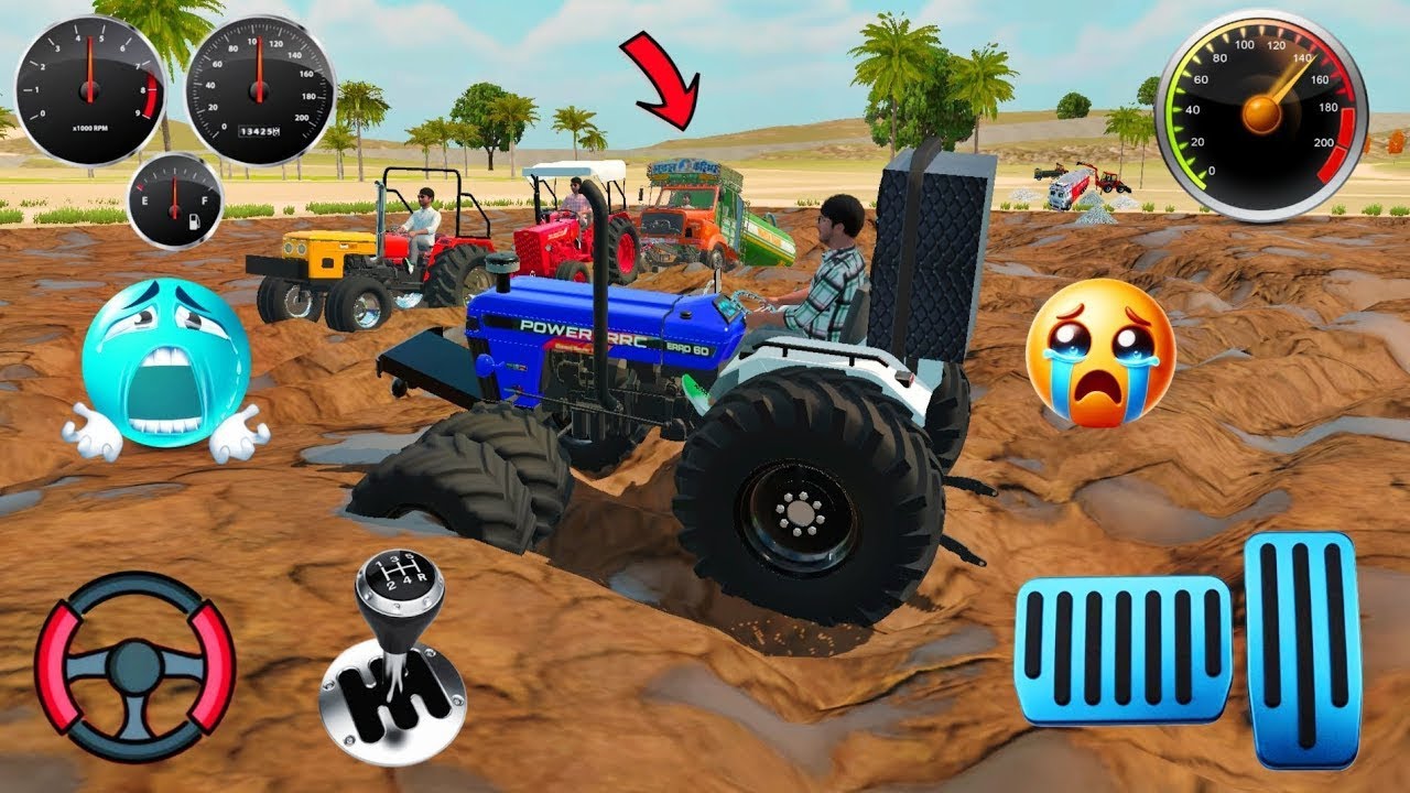 Driving modified 😈 mahendra Htm 🥶 || and powertrec60 🚜 tractor stuck mud in the rescue truck 
