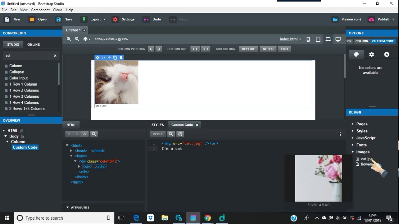 Images on top of Images in Bootstrap Studio