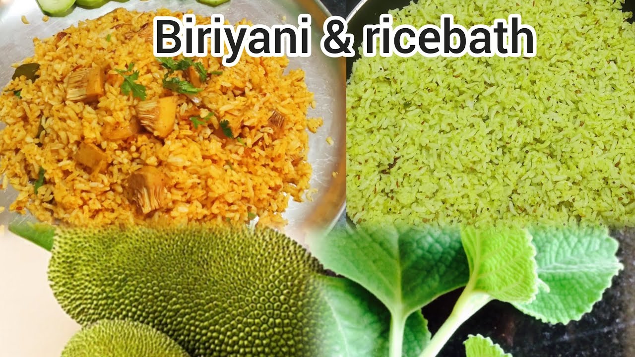 Raw jackfruit biriyani & ajwain leaves rice bath/ಹಲಸಿನ ಕಾಯಿಯ ಬಿರಿಯಾನಿ & ದೊಡ್ಡ ಪತ್ರೆ ಎಲೆಯ ಚಿತ್ರಾನ್ನ..