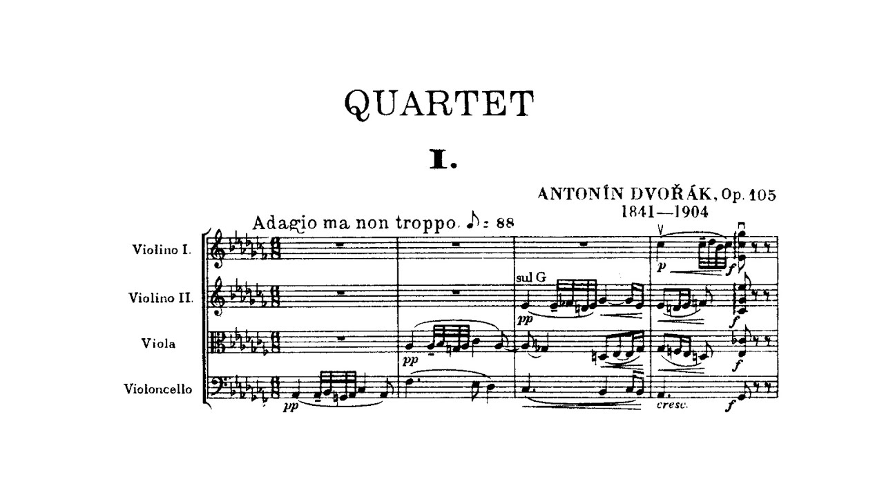 Dvořák: String Quartet No. 14 in A-flat major, Op. 105, B 193 (with Score)