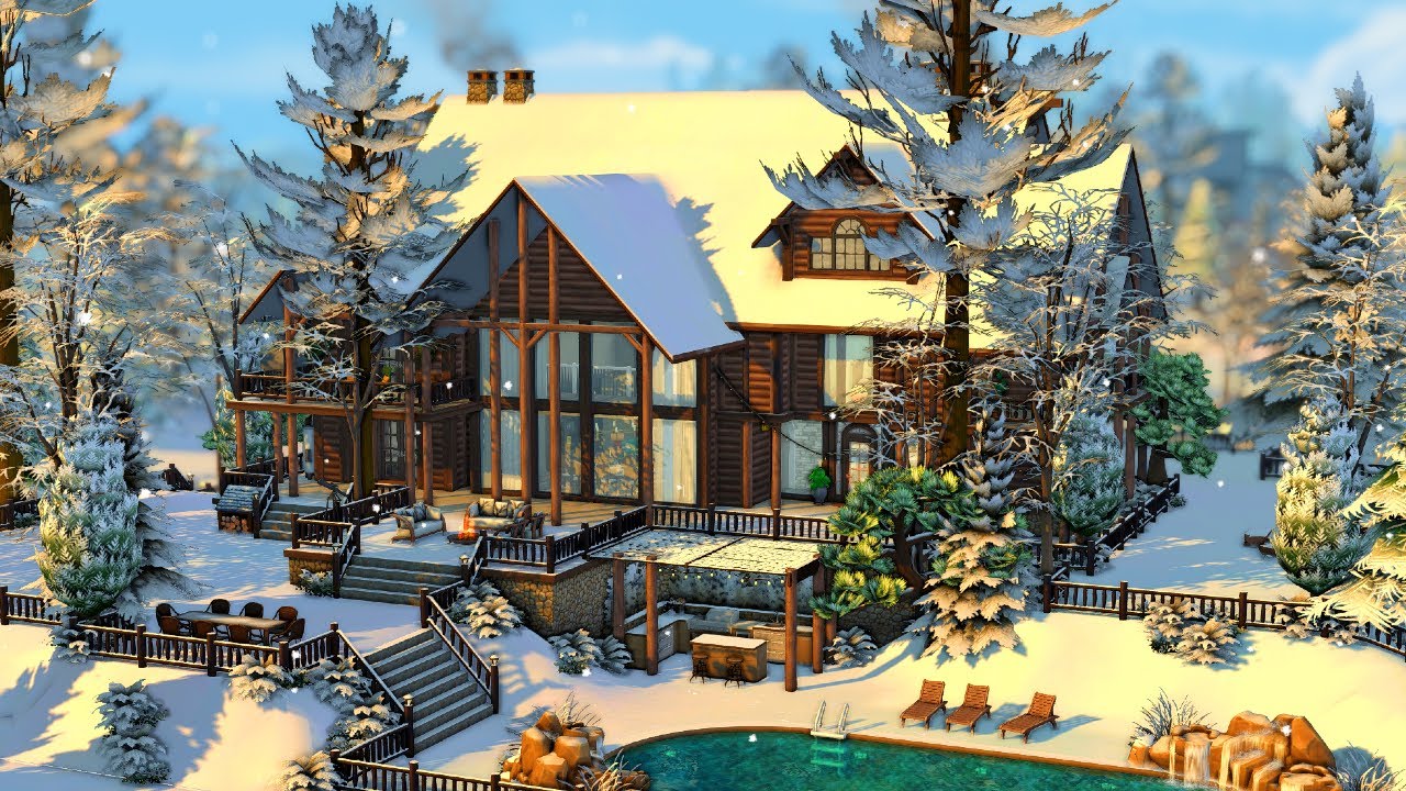 luxury lodge ❄️ [ the sims 4: speed build ]