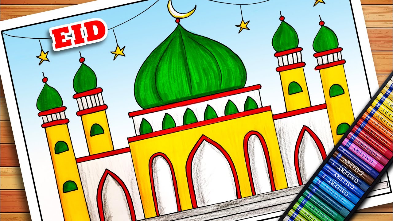 Ramadan Drawing | Ramazan Drawing | Eid Festival Drawing | Eid UL Fitr Drawing | Mosque Drawing